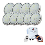 9 Luces Para Pileta Led Blanco+fuente+control Remoto+wifi