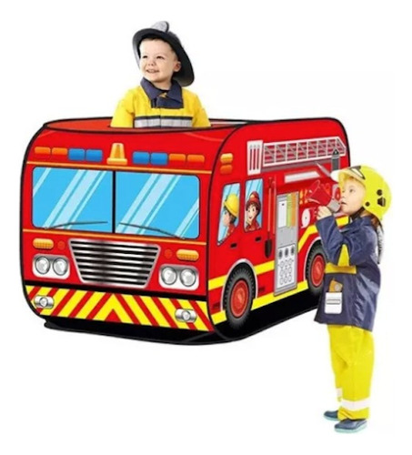 Carpa Infantil Plegable Camion Bomberos Casita Cuartel Color Rojo