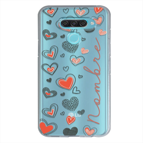 Funda LG Antigolpes Corazones Personalizada Con Nombres