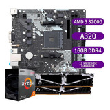 Kit Upgrade Gamer Amd Ryzen 3 3200 G + A320m + 16 Gb Ddr4 Cor Negro