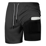 Gimnasio Short Con Licra Deportiva 2 En 1 Hombre Correr