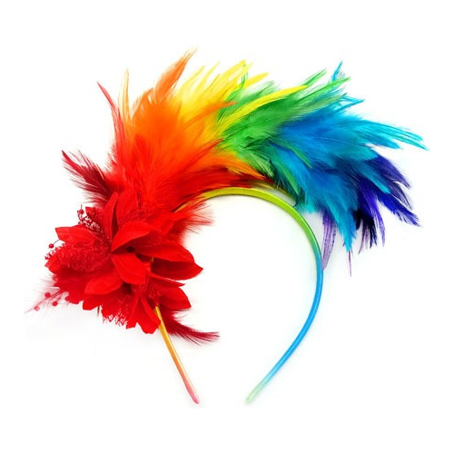 Cintillo Plumas Arcoiris Multicolor