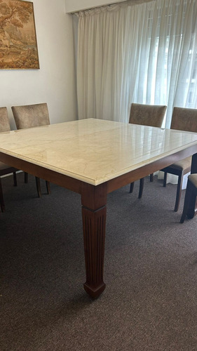 Mesa Marmol Espiga 145cm X 145cm Caoba