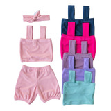 Kit 3 Conjuntos Infantil Top + Short Bebe Menina Verão Lindo