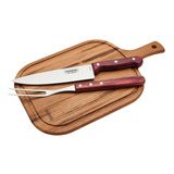 Kit Churrasco Vermelho Polywood C/tábua 3pçs Tramontina