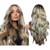 Front Lace Longa Loira Mechas Ombré Luzes Rep. Livre Ondulad