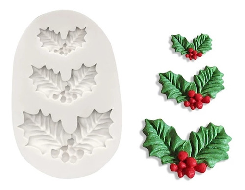 Molde De Silicone Folha Pinheiro Natal Para Confeitaria