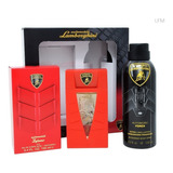 Set Perfume Loción Lamborghini Automobili Inferno Edt 100 Ml Género Hombre