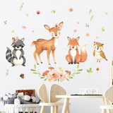 Vinil Decorativo Animales Bosque Venado Pegatina Para Pared