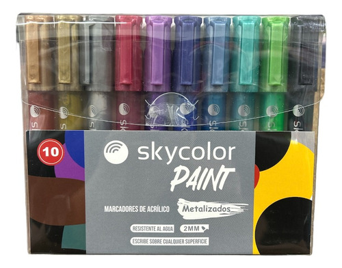 Marcadores Acrílicos Skycolor Paint Tipo Posca 2mm X10 Metalizado