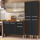 Mueble De Cocina Completo Y Encimera Madesa Emilly Color Rústico/negro