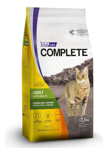 Alimento Vitalcan Complete Control De Peso/castrados Para Gato Adulto Sabor Mix En Bolsa De 7.5 kg