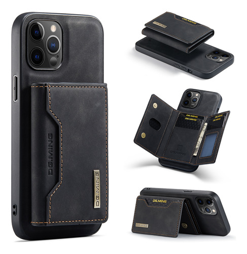 Funda De Piel Con Tarjetero Magnético Para iPhone 15 12pro M