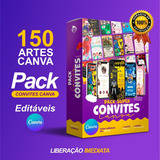 Pack Canva Convite Infantil Templates Editável 150 Artes