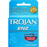 Condones Trojan Enz Con Lubricante Espermicida (3 Unidades)