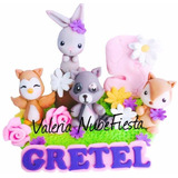 Cake Topper Bosque Encantado Animalitos Vela Pasta Francesa