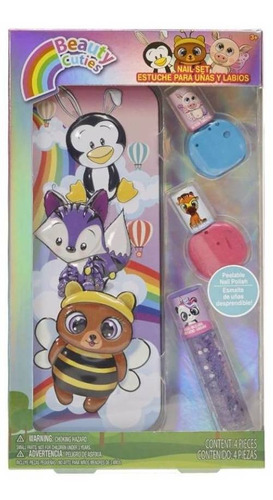 Set Para Uñas Y Labios Con Estuche De Personajes Para Niñas