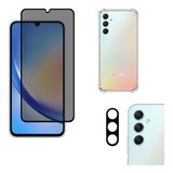 Kit Para Galaxy A34 Película Privativa 3d + Capa + Câmera 3d