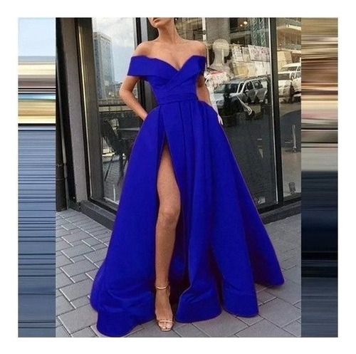 Elegante Vestido De Noche De Color Liso Con Escote En V2023