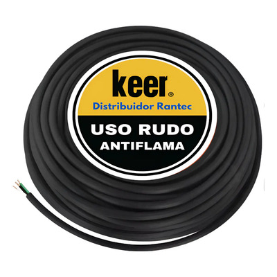 Rollo De 25m De Cable Uso Rudo 3x10 Antiflama Calibre 10 Cubierta Negro | Envío gratis