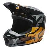 Casco Fox V1 Skew Negro Gold Motocross  Extreme Sportwear
