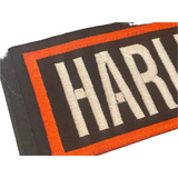 Patch Bordado Preto E Laranja Grande Harley 26x20cm Davidson