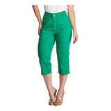 Calça Capri Verde Cintura Alta Estilo Mom Alta Qualidade