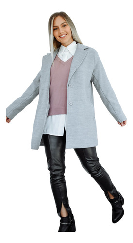 Tapado De Paño Mujer Abrigo Blazer Saco Tendencia Moda