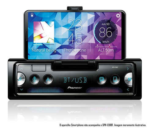 Rádio Mp3 Bluetooth Pioneer Sph-c10bt Usb Bluetooth