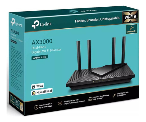 Roteador Tp-link Archer Ax55 Wi-fi 6 Ax3000 Dualband