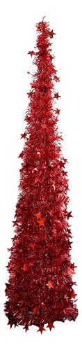 Árbol De Navidad Telescópico Plegable Rojo De 120 Cm De Plás