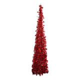 Árbol De Navidad Telescópico Plegable Rojo De 120 Cm De Plás