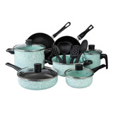 Batería De Cocina Cinsa Granito Jade Menta 15 Piezas