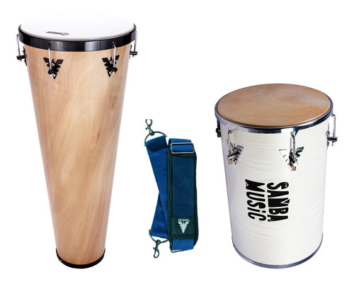 Kit Samba Rebolo Branco + Timba 70cm + Correia Talabarte