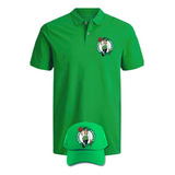 Camiseta Tipo Polo Boston Celtics Xs Obseq Gorra Serie Green