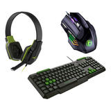 Kit Combo Gamer Teclado Mouse E Headset Pc Computador