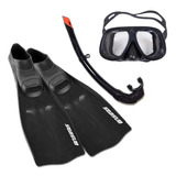 Kit Máscara Snorkel Cobrasub E Nadadeira Seasub - Preto