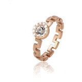 Anillo Números Romanos Oro 18k Rosa Laminado Diamante Ruso