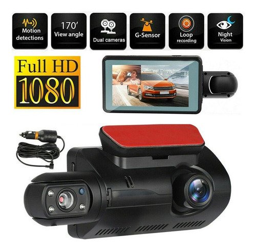 Car Dash Cam Hd Dual Lens Night Vision Driving Recorder
