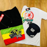 Kit Bermuda Reggae + Camiseta Branca E Bone Cyclone