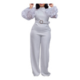 Women's Lace Jumpsuit Long Sleeved Rompers With Belt