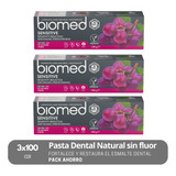 Pack 3 Pastas Dentales Naturales Biomed Sensitive 100g