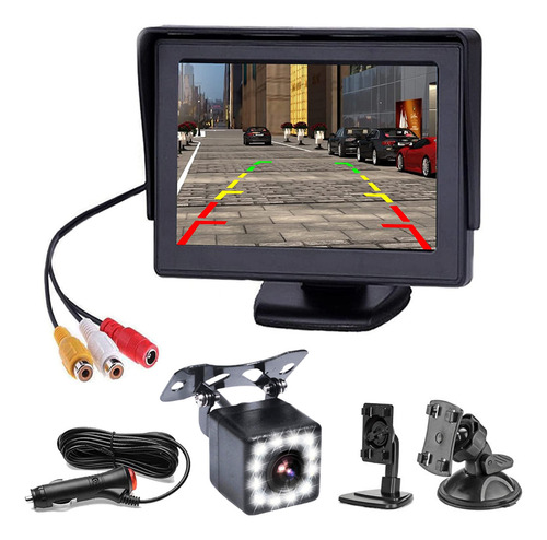 Pantalla / Monitor 4.3 PuLG Con Camara De Reversa 12 Led 10m