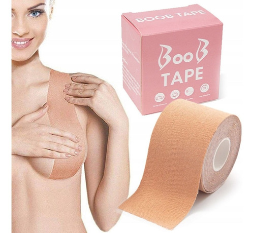 Fita Adesiva Para Seios Boob Tape Cor Nude Com 5 Metros