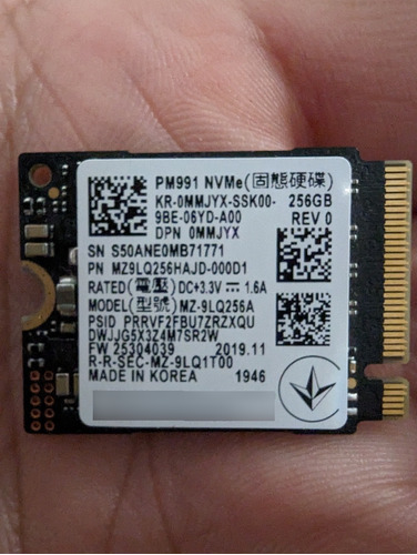 Samsung Pm991 256gb Nvme M.2 Ssd