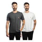 Kit De 2 Camisetas Masculinas Slim De Cores Neutras 
