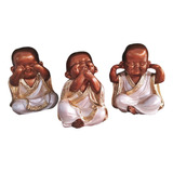 Kit C/3 Budas Monge Bebê Cego Surdo Mudo Perolado 15cm