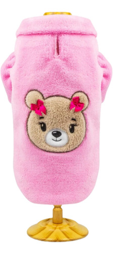 Roupa Fantasia Casaco Pet Urso Rosa Gato Cachorro Halloween