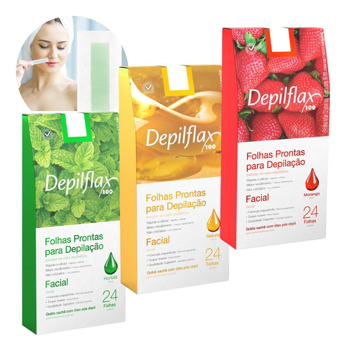 Kit Depilflax Folhas Prontas Depilação Facial 3 Cx