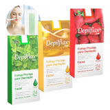 Kit Depilflax Folhas Prontas Depilação Facial 3 Cx